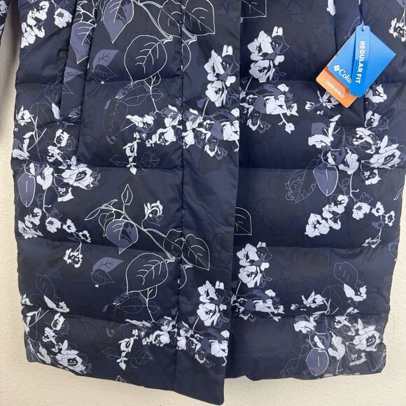 NWT Columbia Boundless Days Floral Printed Long Down Puffer Jacket Navy Large - Picture 5 of 16